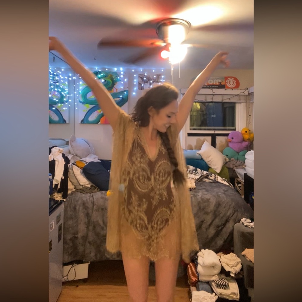 Brown and Gold Sheer Cover Up